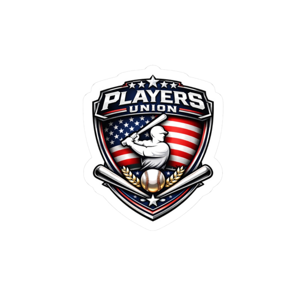 Players Union USA Baseball Logo Sticker | American Flag Shield