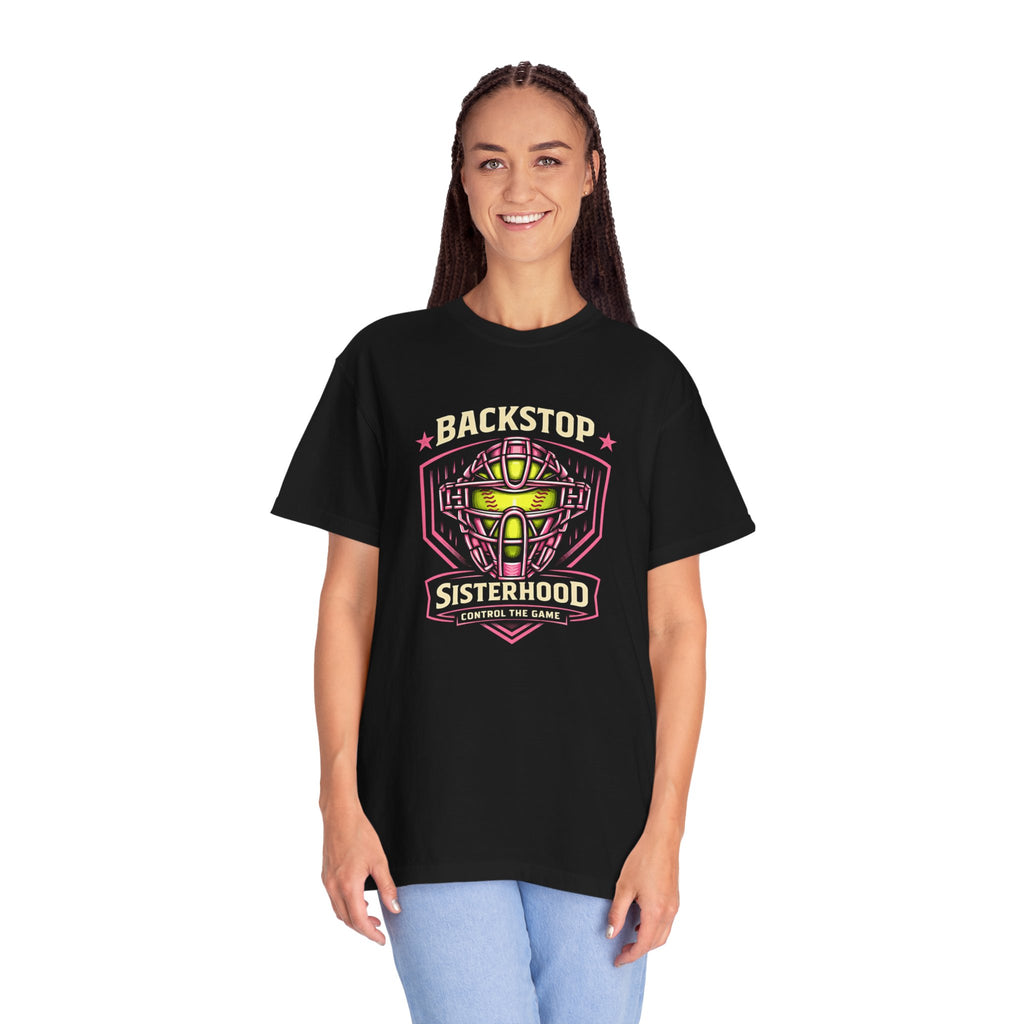 Backstop Sisterhood Softball Catcher T-Shirt
