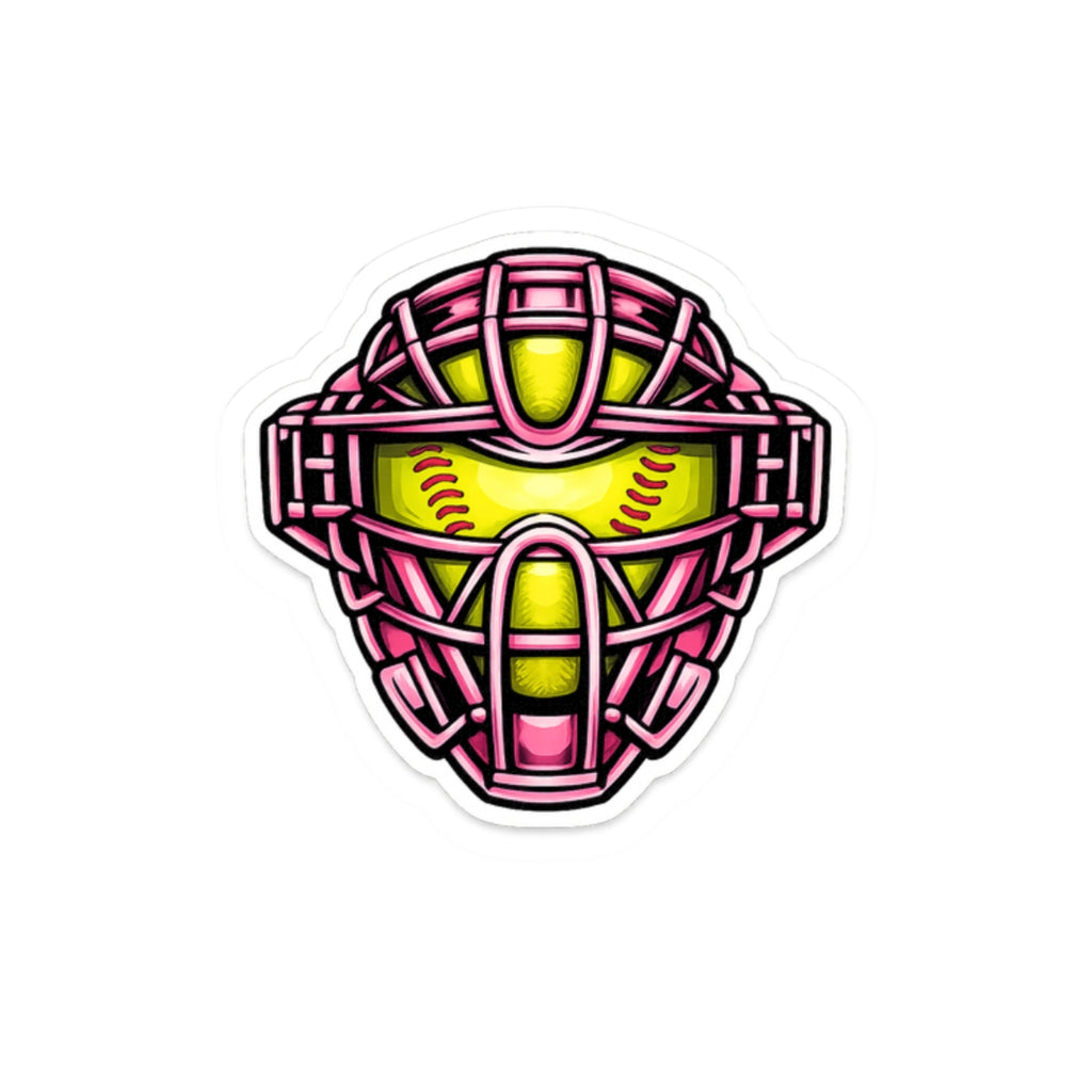 Pink Softball Catcher Mask sticker | Kiss-Cut Sticker, Sports Helmet Decal