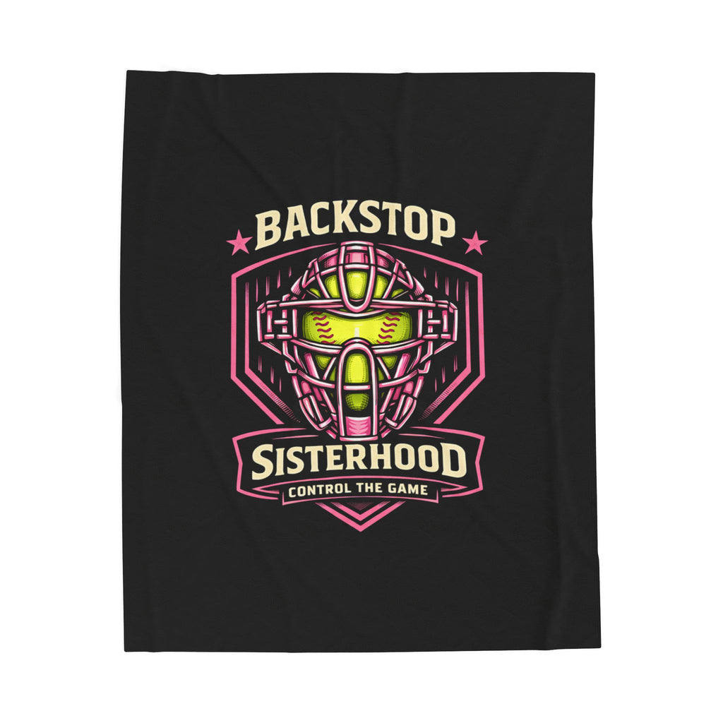 Backstop Sisterhood Velveteen Plush Blanket – Soft Softball Catcher Gift