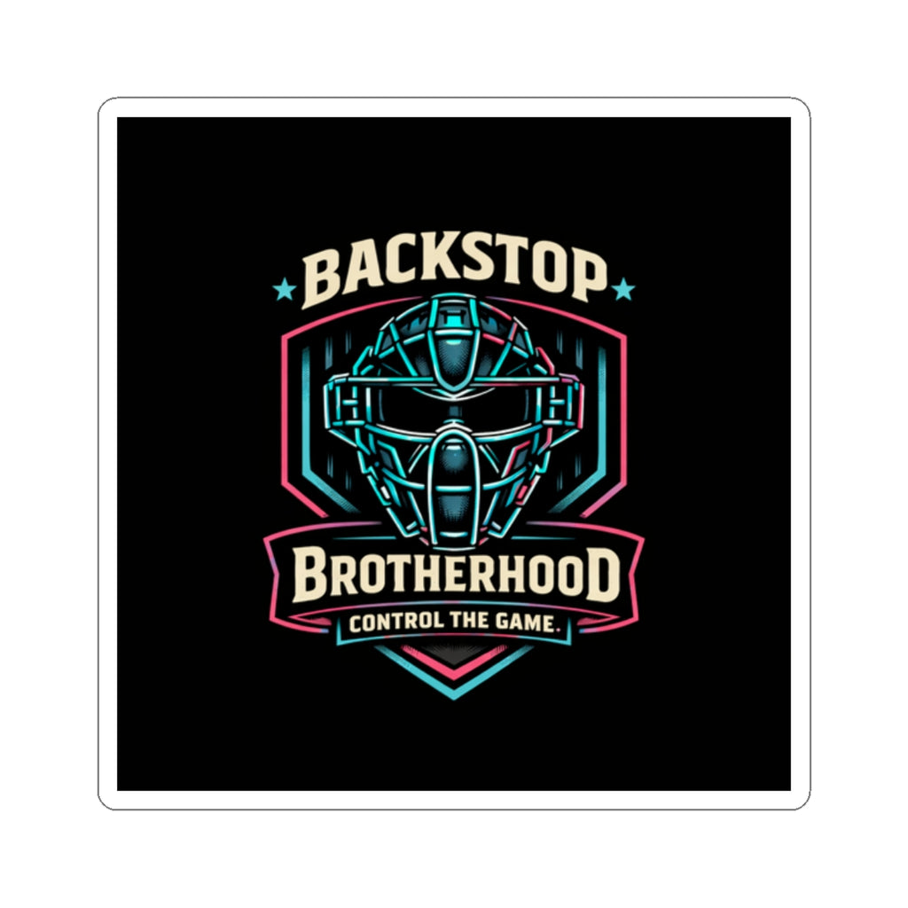 Backstop Brotherhood Catcher Mask Sticker — Kiss-Cut Baseball/Vintage Sports Decal