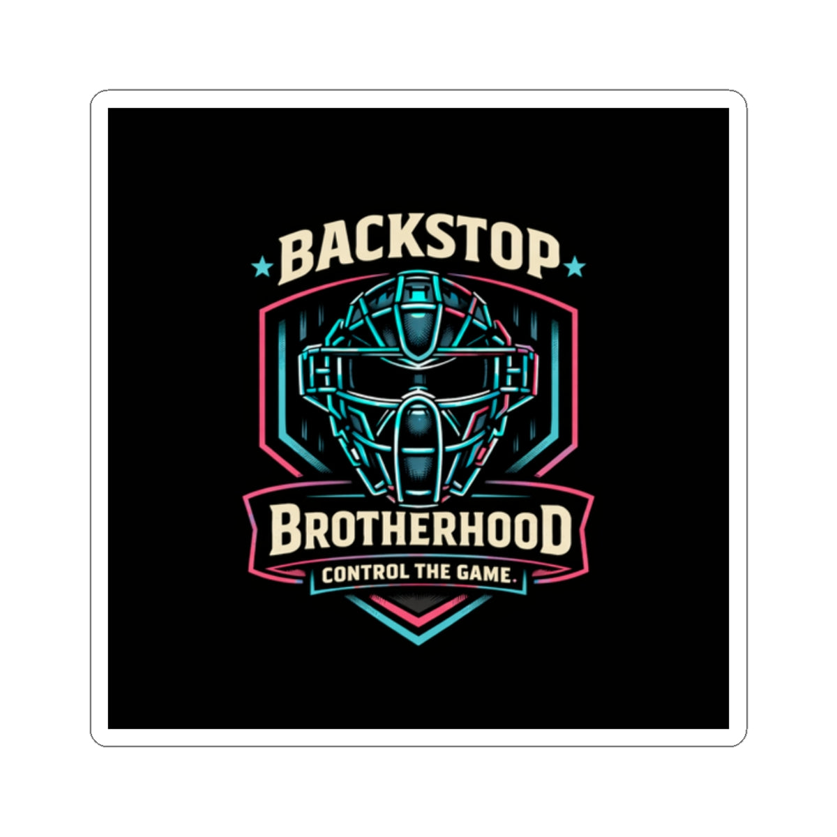 Backstop Brotherhood Catcher Mask Sticker — Kiss-Cut Baseball/Vintage Sports Decal