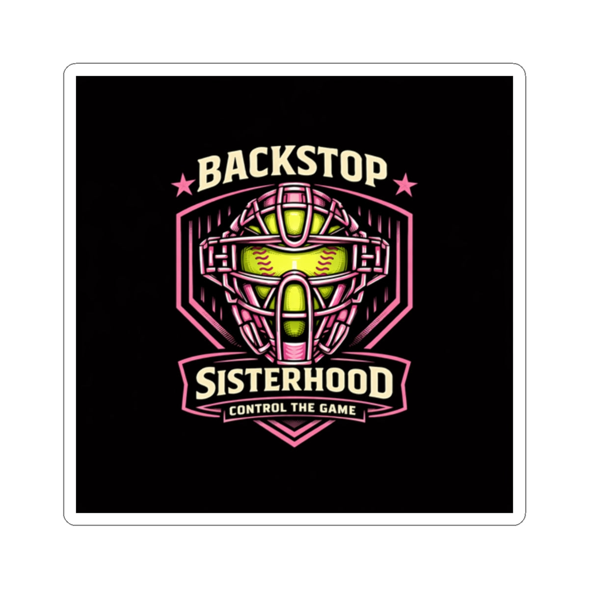 Backstop Sisterhood Softball Catcher Sticker — Kiss-Cut Baseball/Softball Decal